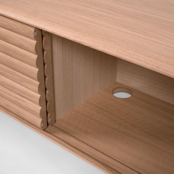 Lenon 2-door TV cabinet in solid wood and oak veneer 200 x 57 cm FSC MIX Credit