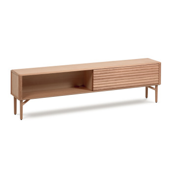 Lenon 2-door TV cabinet in solid wood and oak veneer 200 x 57 cm FSC MIX Credit