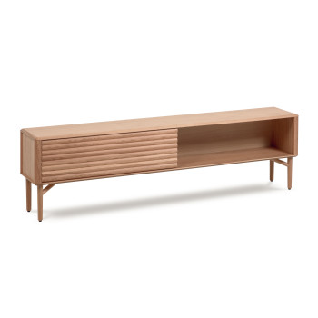 Lenon 2-door TV cabinet in solid wood and oak veneer 200 x 57 cm FSC MIX Credit
