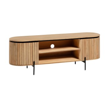 Licia 2-door TV cabinet in 6 cm solid mango wood