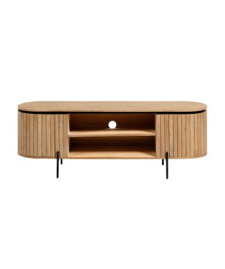 Licia 2-door TV cabinet in 6 cm solid mango wood