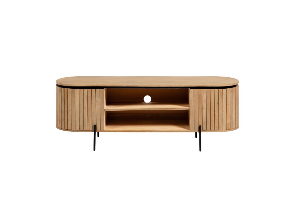 Licia 2-door TV cabinet in 6 cm solid mango wood