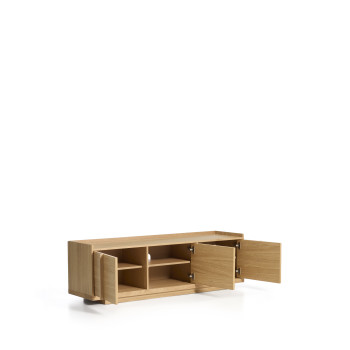 Onix TV stand in oak veneer with natural tone finish 150 x 47 cm FSC Mix Credit