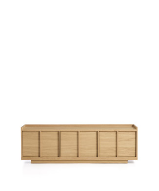 Onix TV stand in oak veneer with natural tone finish 150 x 47 cm FSC Mix Credit