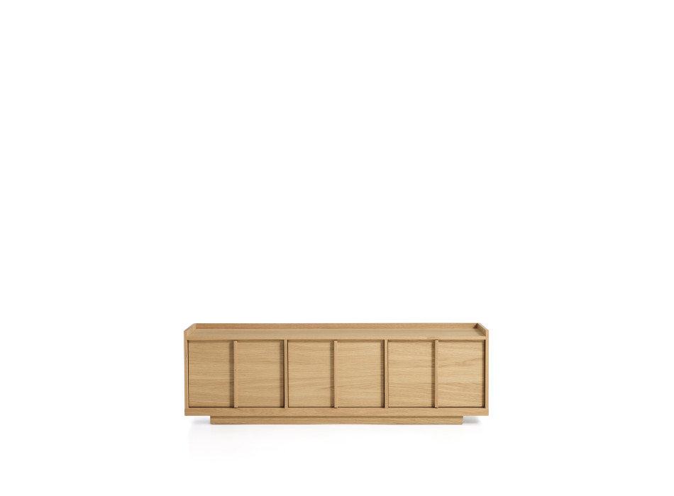 Onix TV stand in oak veneer with natural tone finish 150 x 47 cm FSC Mix Credit