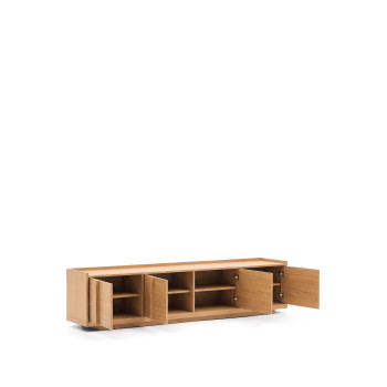 Onix TV stand in oak veneer with natural tone finish 200 x 45 cm FSC Mix Credit