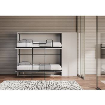 Kando double white ash model with furniture - Kando foldaway double bed comp.H with white ash mattresses