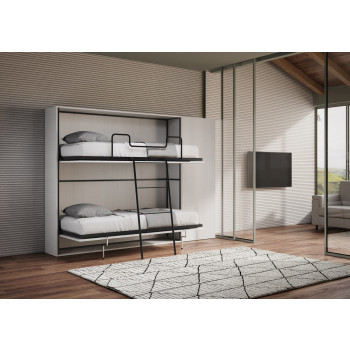 Kando double white ash model with furniture - Kando foldaway double bed comp.H with white ash mattresses