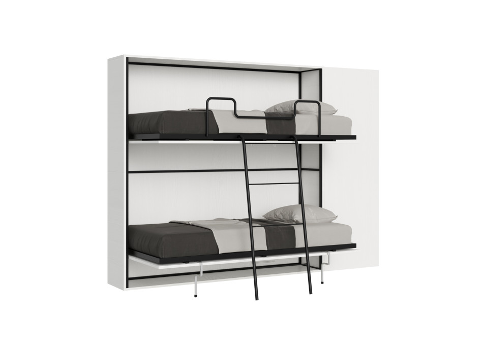 Kando double white ash model with furniture - Kando foldaway double bed comp.H with white ash mattresses