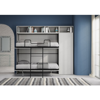 Kando double white ash model with furniture - Kando foldaway double bed comp.I with white ash mattresses