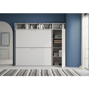 Kando double white ash model with furniture - Kando foldaway double bed comp.I with white ash mattresses