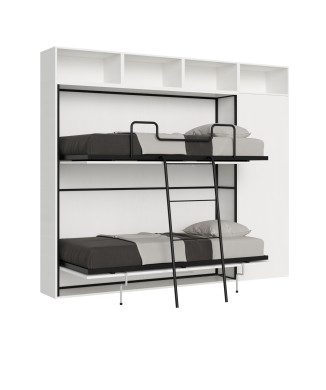 Kando double white ash model with furniture - Kando foldaway double bed comp.I with white ash mattresses