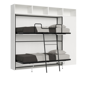 Kando double white ash model with furniture - Kando foldaway double bed comp.I with white ash mattresses