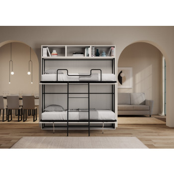 Mod.Kando double white ash with furniture - Kando double wall bed comp.L white ash