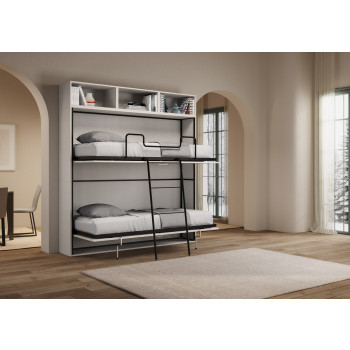 Kando double white ash model with furniture - Kando double wall bed comp.L with white ash mattresses
