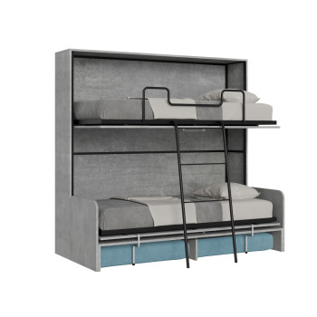 Mod.Kando Double with sofa - Kando foldaway double bed with sofa in white ash, light blue