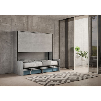 Mod.Kando Double with sofa - Kando foldaway double bed with sofa in white ash, light blue