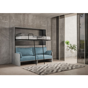 Mod.Kando Double with sofa - Kando foldaway double bed with sofa in white ash, light blue