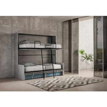 Mod.Kando Double with sofa - Kando foldaway double bed with sofa in white ash, light blue