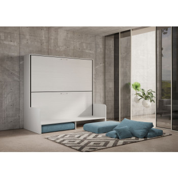 Mod.Kando Double with sofa - Kando foldaway double bed with sofa in white ash, light blue