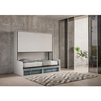 Mod.Kando Double with sofa - Kando foldaway double bed with sofa in white ash, light blue