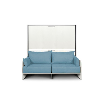 Mod.Kando Double with sofa - Kando foldaway double bed with sofa in white ash, light blue