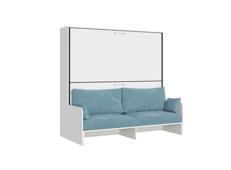 Mod.Kando Double with sofa - Kando foldaway double bed with sofa in white ash, light blue