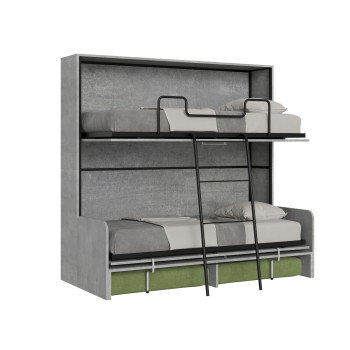 Mod.Kando Double with sofa - Kando foldaway double bed with sofa in white ash, green