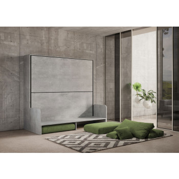 Mod.Kando Double with sofa - Kando foldaway double bed with sofa in white ash, green