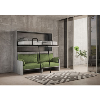 Mod.Kando Double with sofa - Kando foldaway double bed with sofa in white ash, green