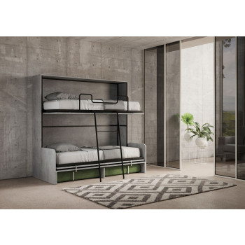 Mod.Kando Double with sofa - Kando foldaway double bed with sofa in white ash, green