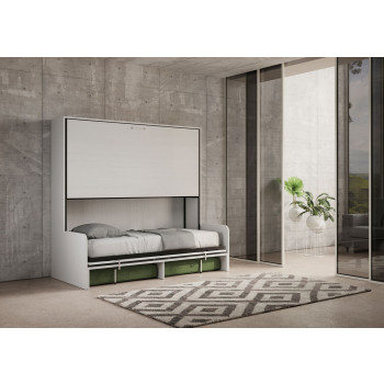 Mod.Kando Double with sofa - Kando foldaway double bed with sofa in white ash, green