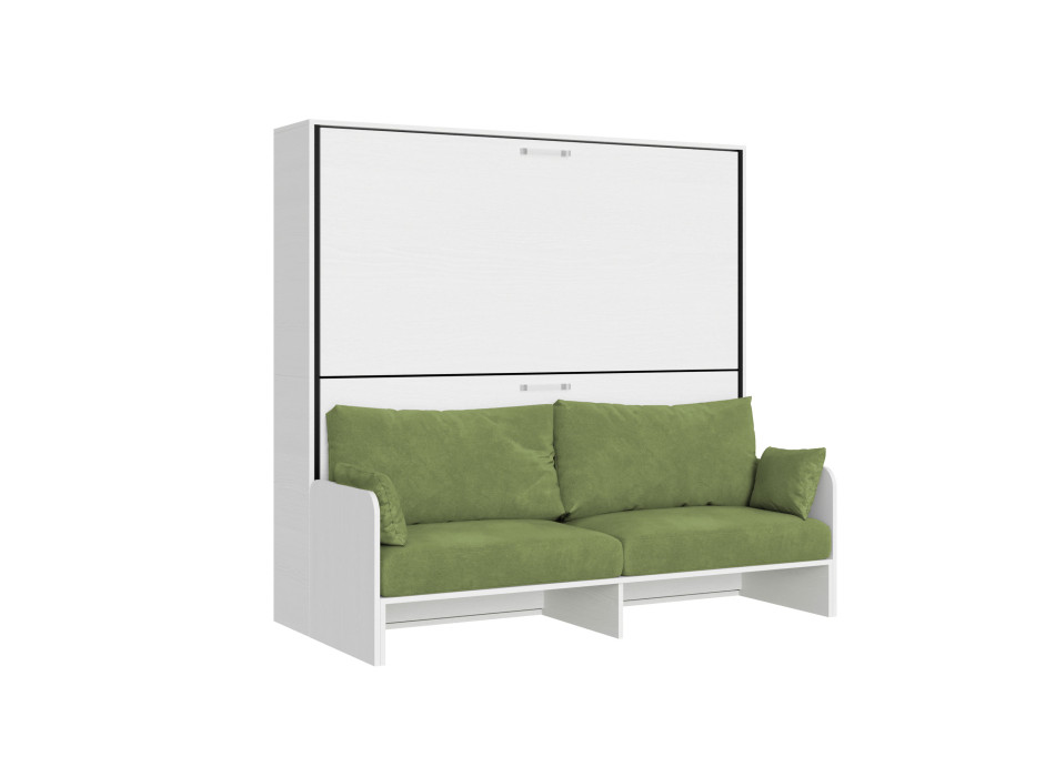 Mod.Kando Double with sofa - Kando foldaway double bed with sofa in white ash, green