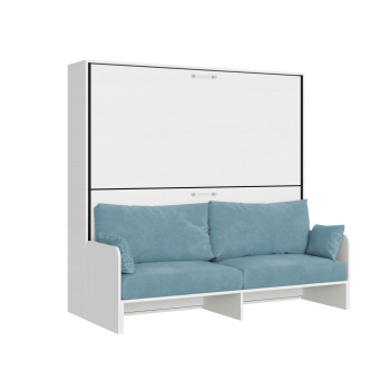 Mod.Kando Double with sofa - Kando foldaway double bed with sofa with white ash, light blue mattresses