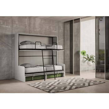 Mod.Kando Double with sofa - Kando foldaway double bed with sofa with white ash, green mattresses
