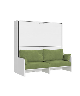 Mod.Kando Double with sofa - Kando foldaway double bed with sofa with white ash, green mattresses
