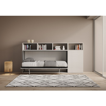 Kando single bed in white ash with storage - Kando foldaway single bed, comp.A, with white ash mattress