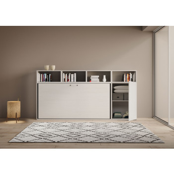 Kando single bed in white ash with storage - Kando foldaway single bed, comp.A, with white ash mattress