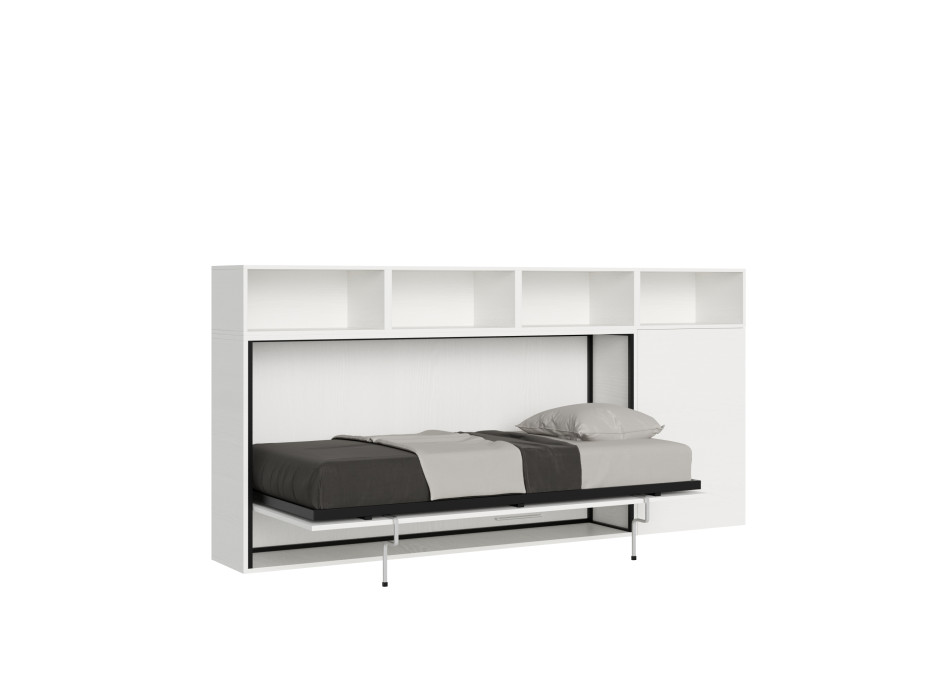 Kando single bed in white ash with storage - Kando foldaway single bed, comp.A, with white ash mattress