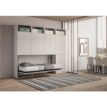 Kando single bed in white ash with storage - Kando foldaway single bed, comp.B, with white ash mattress
