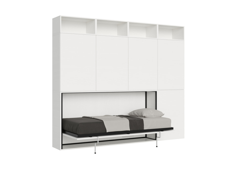 Kando single bed in white ash with storage - Kando foldaway single bed, comp.B, with white ash mattress