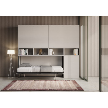 Kando single bed in white ash with storage - Kando single wall bed, comp.C, white ash