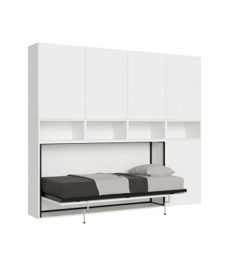Kando single bed in white ash with storage - Kando single wall bed, comp.C, white ash