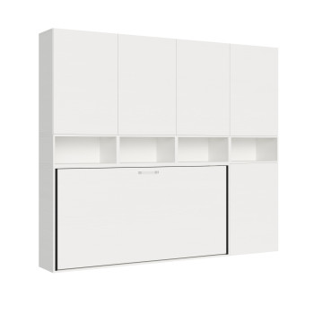 Kando single bed in white ash with storage - Kando single foldaway bed, comp.C, with white ash mattress