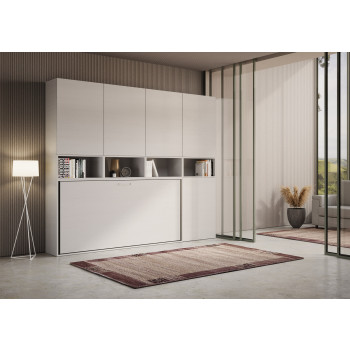 Kando single bed in white ash with storage - Kando single foldaway bed, comp.C, with white ash mattress