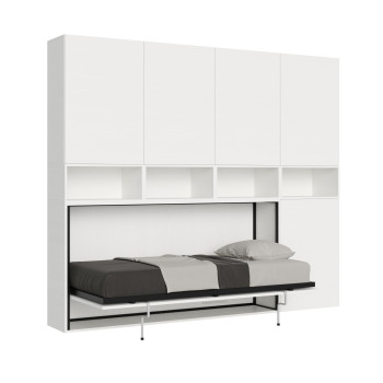 Kando single bed in white ash with storage - Kando single foldaway bed, comp.C, with white ash mattress