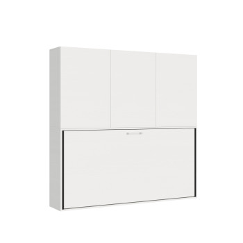 Kando single bed in white ash with furniture - Kando single wall bed, comp.D, white ash