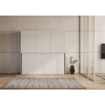 Kando single bed in white ash with furniture - Kando single wall bed, D in white ash