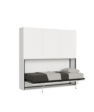 Kando single bed in white ash with furniture - Kando single wall bed, D in white ash