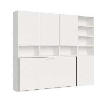 Kando single bed in white ash with storage - Kando single wall bed, comp.E, white ash